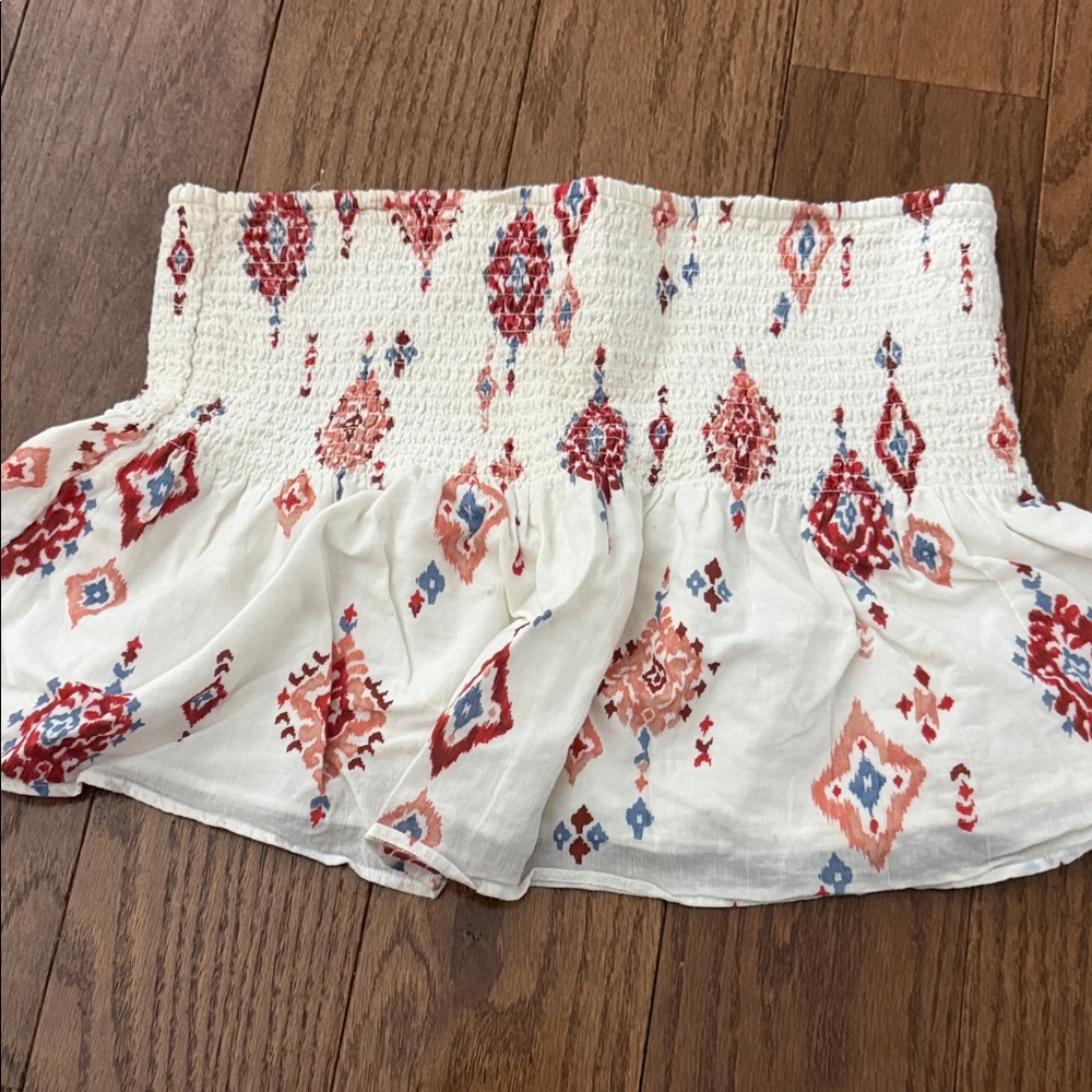 American Eagle Outfitters White Smocked Tube Top